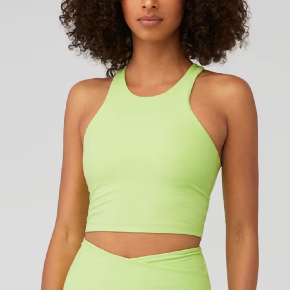 Beyond Yoga Spacedye Focus Cropped Tank in Lime Ice Heather